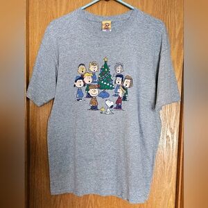 VINTAGE Y2K Peanuts Gang Christmas T-shirt Charlie Brown Chrismas Size L Unisex